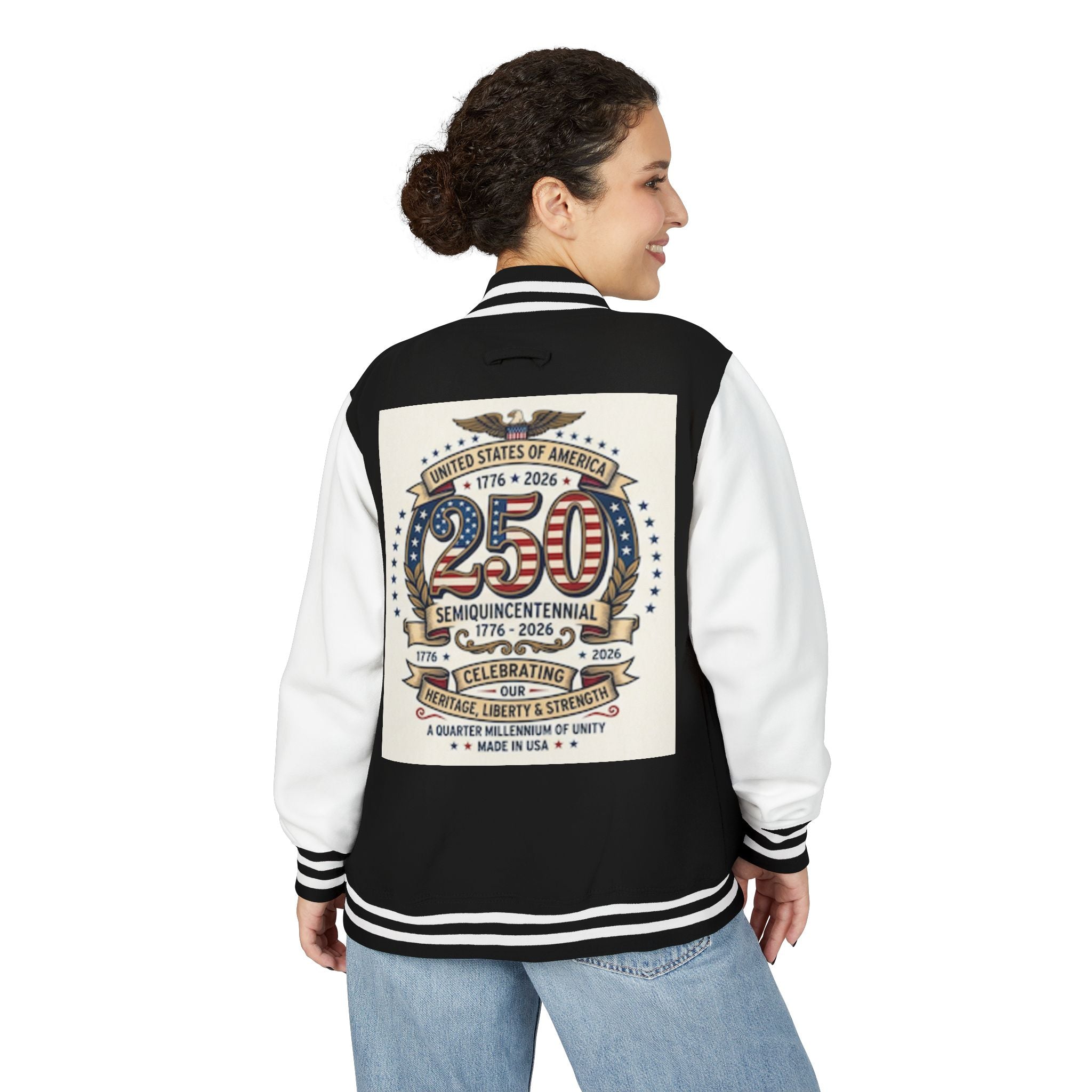 USA 250th Celebration Unisex Heavyweight Letterman Jacket